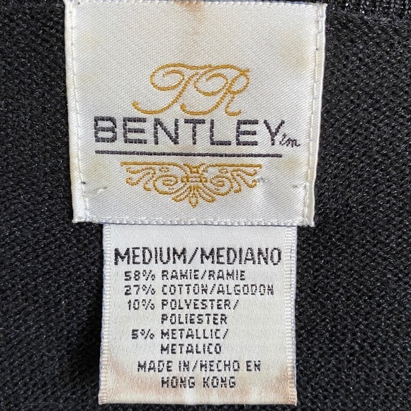 Bentley Vintage Womens Black Metallic Single Button Sweater Cardigan Top Medium - Picture 2 of 12